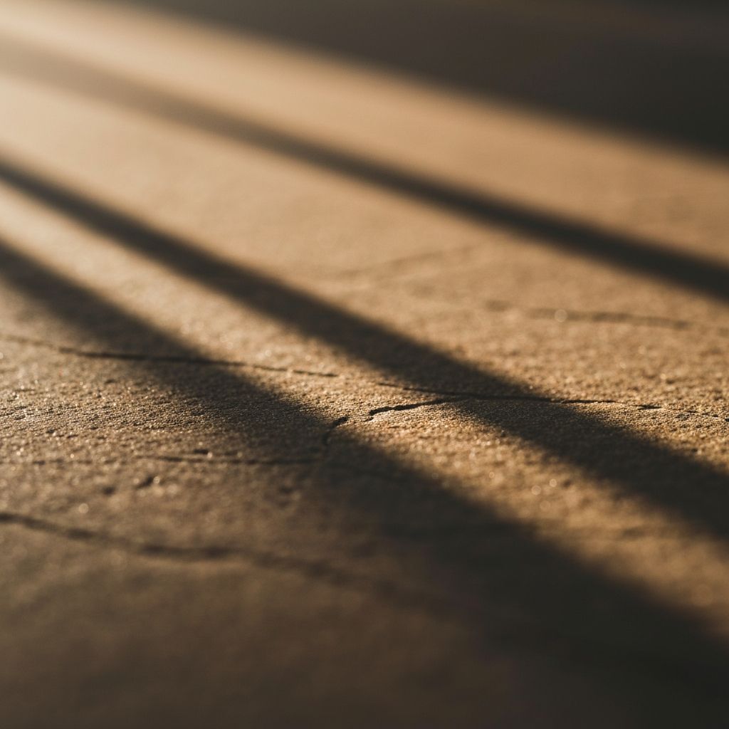 Close-up of textured natural surface with warm directional lighting establishing contemplative mood