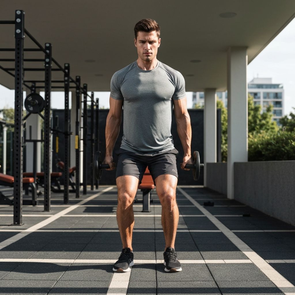 Man doing strength training exercise in outdoor setting with natural movements and good form